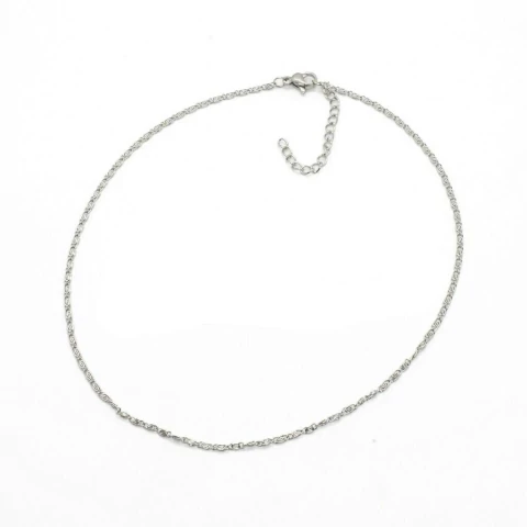 Cadena de acero quirurgico Eslabon caracol 35cm + 5cm